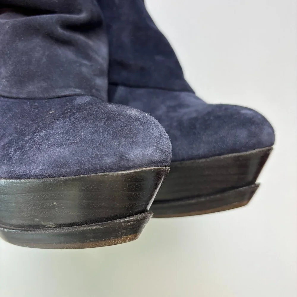 Pura Lopez Suede Platform Ankle Boots Bow Detail Heels Femme Fatale Consign
